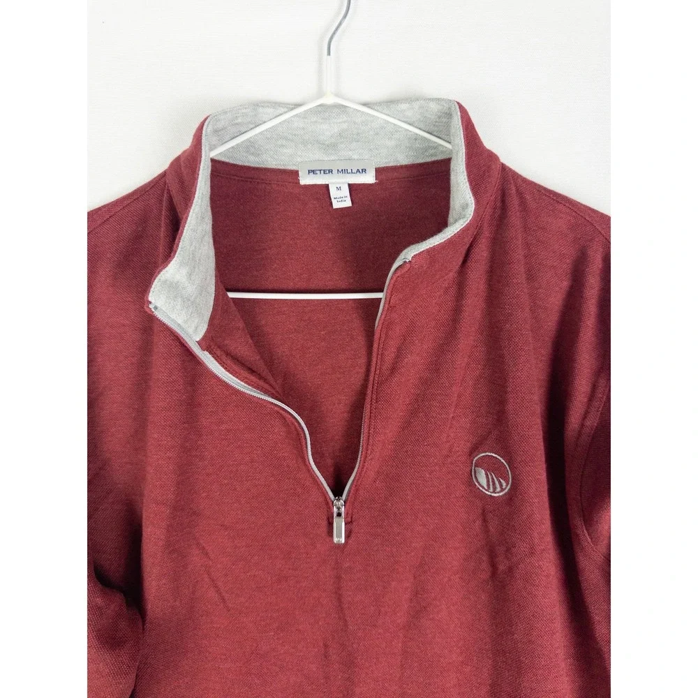 Peter Millar Quarter Zip Pullover Mens M Burgundy Modal Blend Country Club Golf